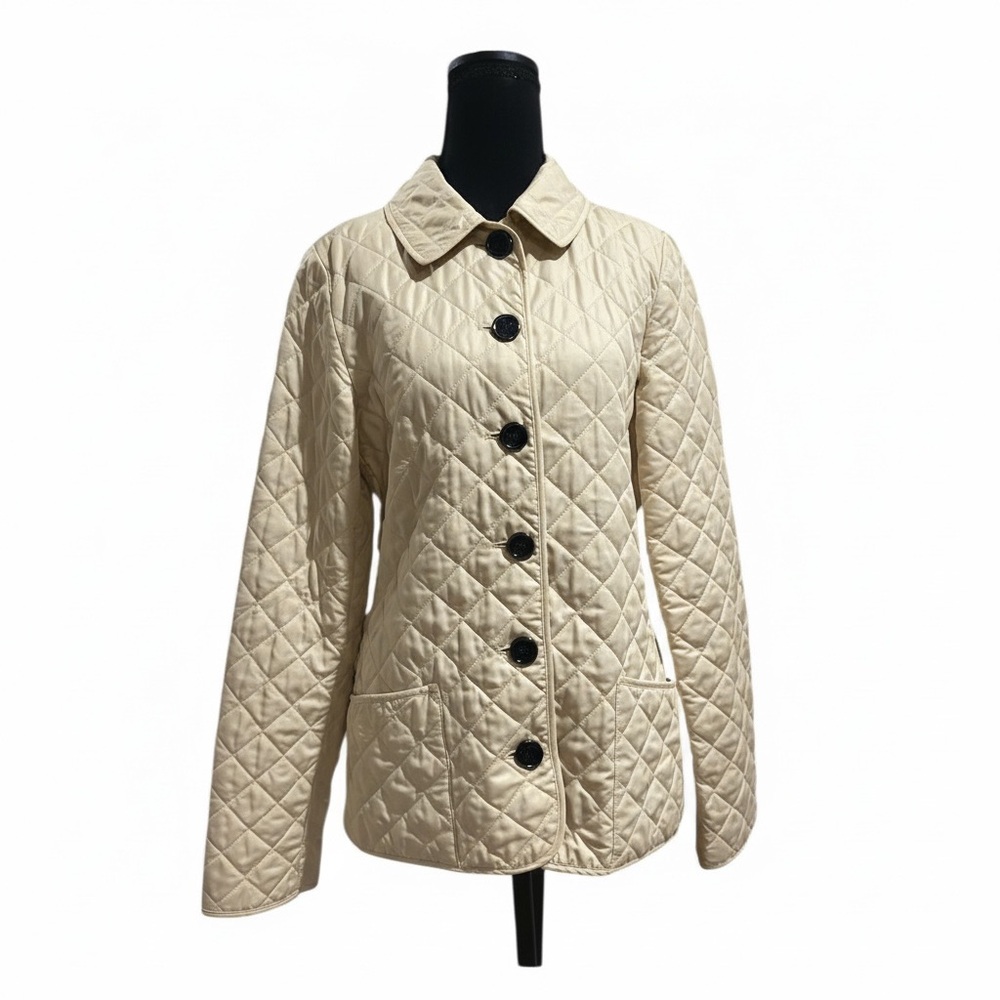 Burberry Brit Buttercream Yellow Quilted Jacket Nova Check - Size Small